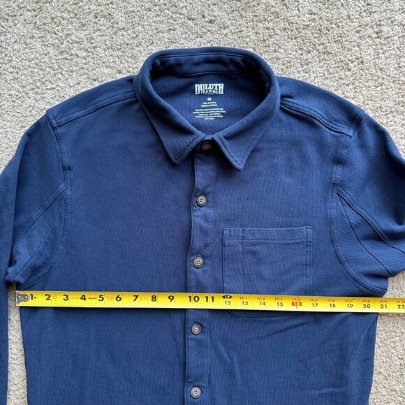 Duluth Shirt Mens Medium Button Up Long Sleeve Navy Blue Point Collar Cotton - Picture 6 of 10